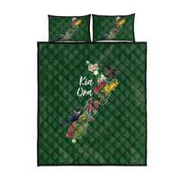 Kia Ora New Zealand Floral Quilt Bed Set Sage Green - Polynesian Pride