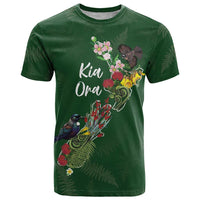 Kia Ora New Zealand Floral Personalized T Shirt Sage Green - Polynesian Pride