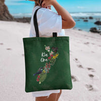 Kia Ora New Zealand Floral Tote Bag Sage Green - Polynesian Pride