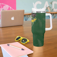 Kia Ora New Zealand Floral Tumbler With Handle Sage Green - Polynesian Pride
