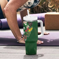 Kia Ora New Zealand Floral Tumbler With Handle Sage Green - Polynesian Pride