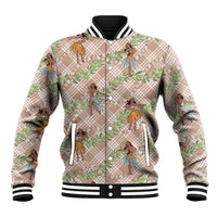 Beige Palaka Hula Girls Seamless Hawaii Aloha Baseball Jacket - Polynesian Pride
