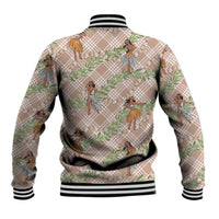 Beige Palaka Hula Girls Seamless Hawaii Aloha Baseball Jacket - Polynesian Pride