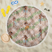 Beige Palaka Hula Girls Seamless Hawaii Aloha Beach Blanket - Polynesian Pride