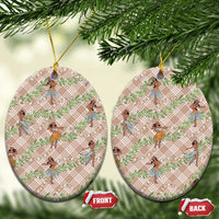 Beige Palaka Hula Girls Seamless Hawaii Aloha Ceramic Ornament - Polynesian Pride