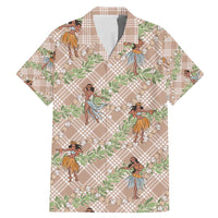 Beige Palaka Hula Girls Seamless Hawaii Aloha Family Matching Mermaid Dress and Hawaiian Shirt LT7 Dad's Shirt - Short Sleeve Beige - Polynesian Pride