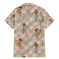 Beige Palaka Hula Girls Seamless Hawaii Aloha Family Matching Mermaid Dress and Hawaiian Shirt LT7 - Polynesian Pride