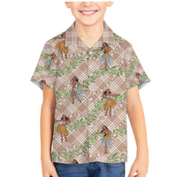 Beige Palaka Hula Girls Seamless Hawaii Aloha Family Matching Mermaid Dress and Hawaiian Shirt LT7 Son's Shirt Beige - Polynesian Pride
