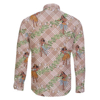 Beige Palaka Hula Girls Seamless Hawaii Aloha Family Matching Puletasi and Hawaiian Shirt LT7 - Polynesian Pride