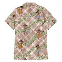 Beige Palaka Hula Girls Seamless Hawaii Aloha Family Matching Short Sleeve Bodycon Dress and Hawaiian Shirt LT7 - Polynesian Pride