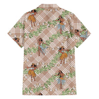 Beige Palaka Hula Girls Seamless Hawaii Aloha Family Matching Summer Maxi Dress and Hawaiian Shirt LT7 - Polynesian Pride