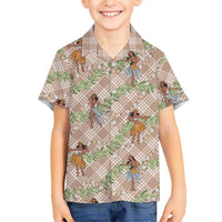 Beige Palaka Hula Girls Seamless Hawaii Aloha Family Matching Summer Maxi Dress and Hawaiian Shirt LT7 Son's Shirt Beige - Polynesian Pride