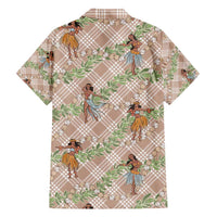 Beige Palaka Hula Girls Seamless Hawaii Aloha Family Matching Tank Maxi Dress and Hawaiian Shirt - Polynesian Pride