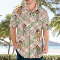 Beige Palaka Hula Girls Seamless Hawaii Aloha Hawaiian Shirt LT7 - Polynesian Pride