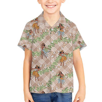 Beige Palaka Hula Girls Seamless Hawaii Aloha Hawaiian Shirt LT7 - Polynesian Pride