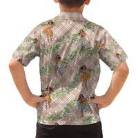 Beige Palaka Hula Girls Seamless Hawaii Aloha Hawaiian Shirt LT7 - Polynesian Pride