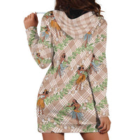 Beige Palaka Hula Girls Seamless Hawaii Aloha Hoodie Dress - Polynesian Pride