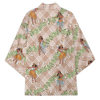 Beige Palaka Hula Girls Seamless Hawaii Aloha Kimono - Polynesian Pride