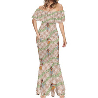 Beige Palaka Hula Girls Seamless Hawaii Aloha Mermaid Dress - Polynesian Pride