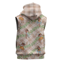Beige Palaka Hula Girls Seamless Hawaii Aloha Sleeveless Zip Hoodie - Polynesian Pride