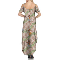 Beige Palaka Hula Girls Seamless Hawaii Aloha Summer Maxi Dress LT7 - Polynesian Pride