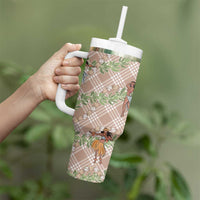 Beige Palaka Hula Girls Seamless Hawaii Aloha Tumbler With Handle - Polynesian Pride