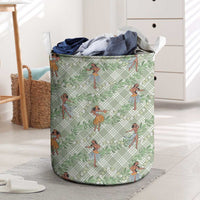 Mint Palaka Hula Girls Seamless Hawaii Aloha Laundry Basket - Polynesian Pride