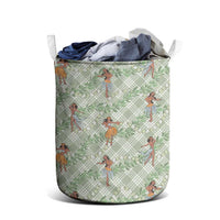 Mint Palaka Hula Girls Seamless Hawaii Aloha Laundry Basket - Polynesian Pride
