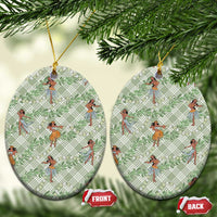 Mint Palaka Hula Girls Seamless Hawaii Aloha Ceramic Ornament - Polynesian Pride