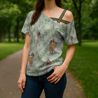 Mint Palaka Hula Girls Seamless Hawaii Aloha Cross Shoulder Shirt LT7 - Polynesian Pride