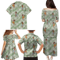 Mint Palaka Hula Girls Seamless Hawaii Aloha Family Matching Puletasi and Hawaiian Shirt - Polynesian Pride