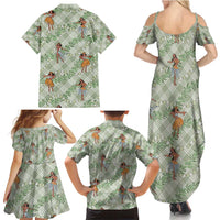 Mint Palaka Hula Girls Seamless Hawaii Aloha Family Matching Summer Maxi Dress and Hawaiian Shirt - Polynesian Pride