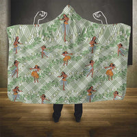 Mint Palaka Hula Girls Seamless Hawaii Aloha Hooded Blanket - Polynesian Pride