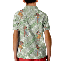 Mint Palaka Hula Girls Seamless Hawaii Aloha Kid Polo Shirt - Polynesian Pride