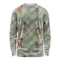 Mint Palaka Hula Girls Seamless Hawaii Aloha Long Sleeve Shirt - Polynesian Pride