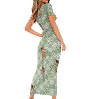 Mint Palaka Hula Girls Seamless Hawaii Aloha Short Sleeve Bodycon Dress LT7 - Polynesian Pride