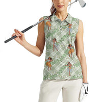 Mint Palaka Hula Girls Seamless Hawaii Aloha Women Sleeveless Polo Shirt - Polynesian Pride
