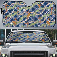 Navy Blue Palaka Hula Girls Seamless Hawaii Aloha Auto Sun Shade - Polynesian Pride
