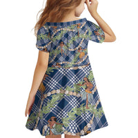 Navy Blue Palaka Hula Girls Seamless Hawaii Aloha Family Matching Tank Maxi Dress and Hawaiian Shirt - Polynesian Pride
