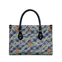 Navy Blue Palaka Hula Girls Seamless Hawaii Aloha Leather Bag LT7 - Polynesian Pride