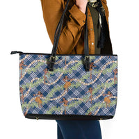 Navy Blue Palaka Hula Girls Seamless Hawaii Aloha Leather Tote Bag LT7 - Polynesian Pride