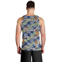 Navy Blue Palaka Hula Girls Seamless Hawaii Aloha Men Tank Top - Polynesian Pride