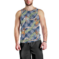 Navy Blue Palaka Hula Girls Seamless Hawaii Aloha Men Tank Top - Polynesian Pride
