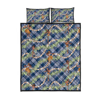 Navy Blue Palaka Hula Girls Seamless Hawaii Aloha Quilt Bed Set - Polynesian Pride