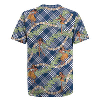 Navy Blue Palaka Hula Girls Seamless Hawaii Aloha Rugby Jersey - Polynesian Pride