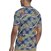 Navy Blue Palaka Hula Girls Seamless Hawaii Aloha Rugby Jersey - Polynesian Pride