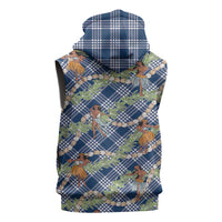 Navy Blue Palaka Hula Girls Seamless Hawaii Aloha Sleeveless Hoodie - Polynesian Pride