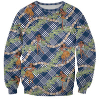 Navy Blue Palaka Hula Girls Seamless Hawaii Aloha Sweatshirt - Polynesian Pride