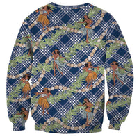 Navy Blue Palaka Hula Girls Seamless Hawaii Aloha Sweatshirt - Polynesian Pride