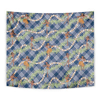 Navy Blue Palaka Hula Girls Seamless Hawaii Aloha Tapestry - Polynesian Pride